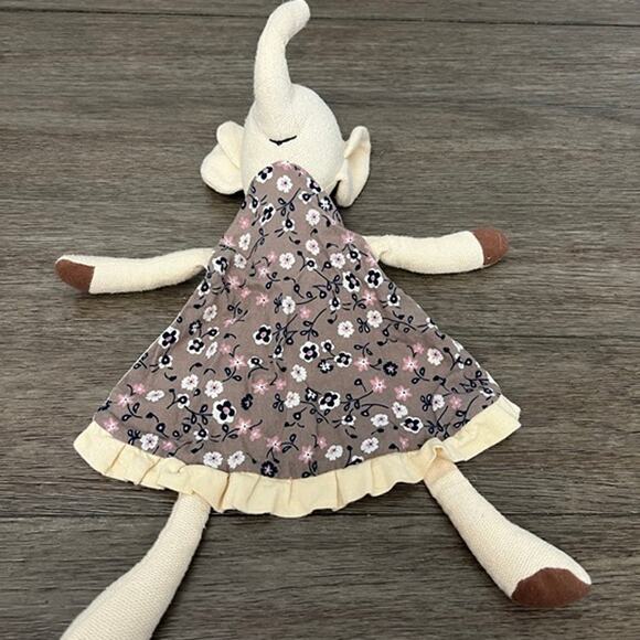 Organic Cotton Cream Elephant‎ in Floral Pattern Dress Lovey - Picture 3 of 4